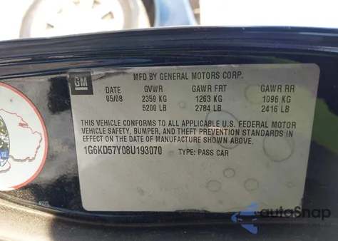 2008 Cadillac Dts 1Sb from USA, damaged, VIN 1G6KD57Y08U193070